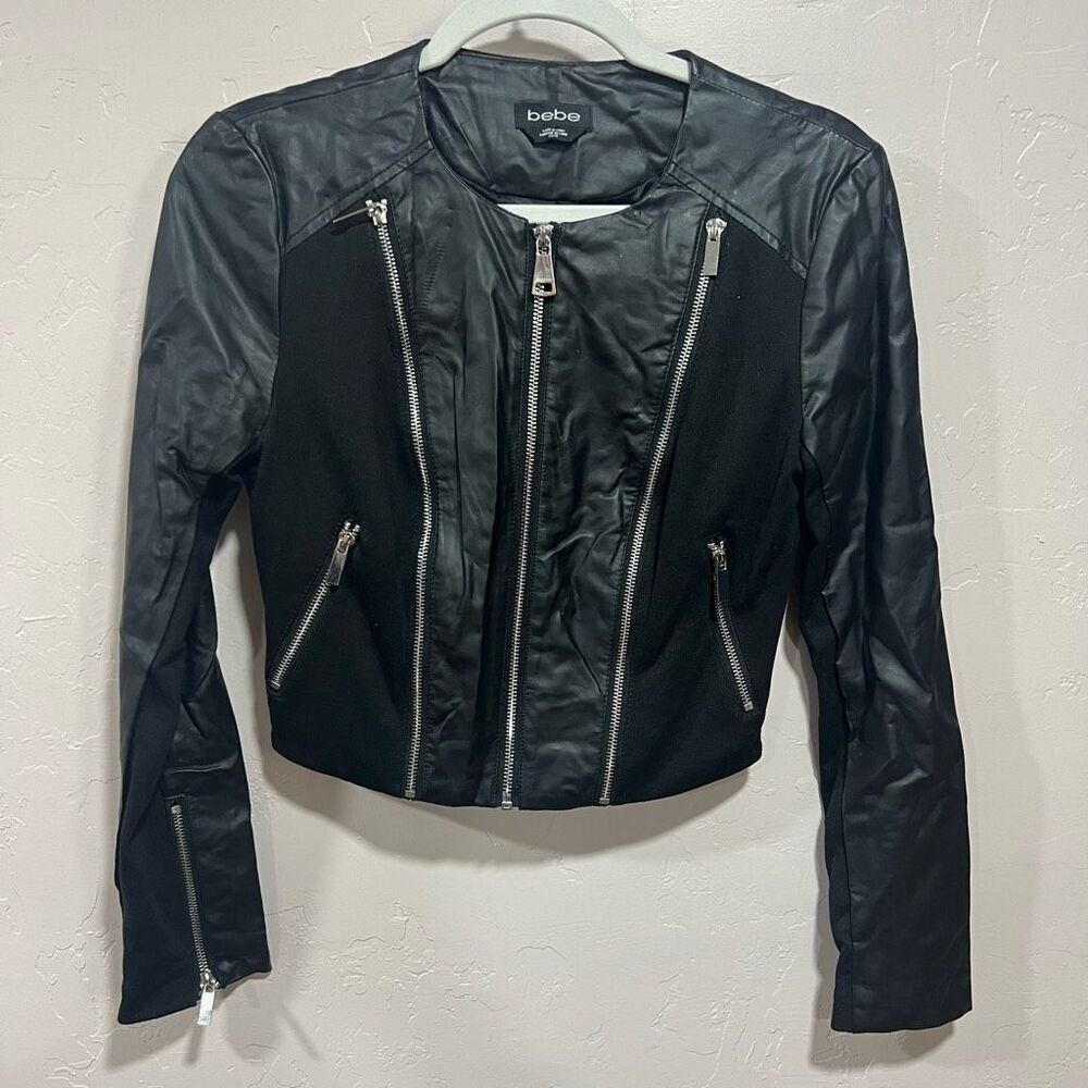 Bebe Collarless Moto Jacket